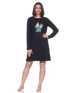 Рождественская ночная рубашка с длинными рукавами и рождественским мотивом черного цвета NORMANN