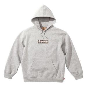 Толстовка x burberry box logo hooded sweatshirt 'grey white' Supreme, серый