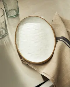 Текстурированное овальное блюдо Zara Home, цвет Oyster White