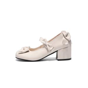 Yang Nianhua Женские туфли Мэри Джейн на массивном каблуке бежевые, цвет Beige
