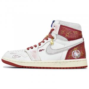 Jordan Air 1 Abrasion Resistant Low top Vintage Basketball Shoes Women's Beige Red