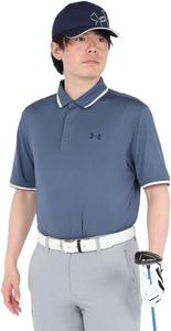 Поло Under Armour UA Playoff 3.0 Rib Polo, цвет Downpour Gray, цвет Prime Pink, темно-синий, размер L, Downpour Gray, цвет Prime Pink, темно-синий, размер L