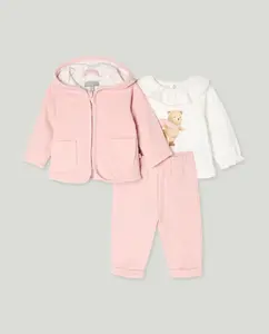 Трехкомплектный флисовый набор с воротником-стойкой и принтом "медвежонок на коньках" для девочки Coconut El Corte Inglés, многоцветный