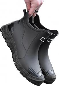Мужские резиновые сапоги для дождя, водонепроницаемые и защищающие от влаги, короткие противоскользящие рыболовные резиновые сапоги, рабочая резиновая обувь Generic, черный