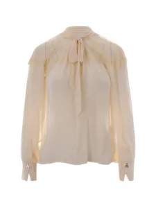 Блузка с завязкой на шее Patrizia Pepe, бежевый