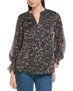 Блузка с разрезом на шее Vince Camuto, черный