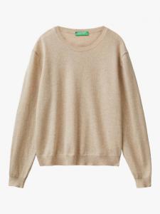 Вязаный свитер с круглым вырезом из шерсти Benetton, Beige