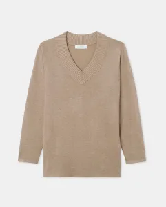 Женский джемпер с длинным рукавом и V-образным вырезом Couchel, бежевый