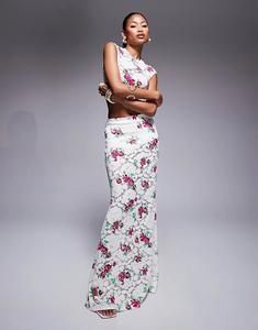 Юбка макси из кружева крючком AFRM с розовым цветочным принтом — часть комплекта