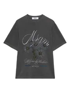 Футболка с цветочным принтом Msgm, серый