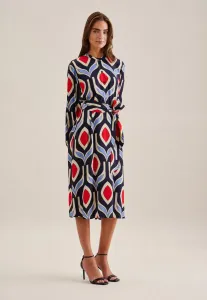 Летнее платье seidensticker "Черная роза", воротник с длинными рукавами и геометрическими узорами, синий