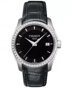 Швейцарские часы Swiss Couturier Diamond (1/3 ct. общ. вес) на черном кожаном ремешке, 32 мм Tissot