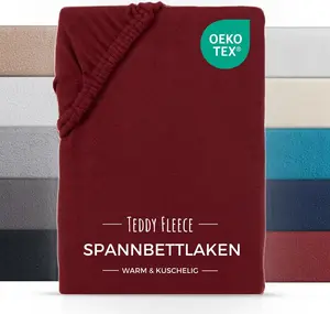 Зимняя простыня на резинке из флиса Тедди 200x200 см, красная Carpe Sonno