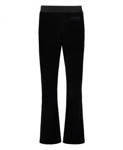 Бархатные брюки с вышитым логотипом Moschino, черный