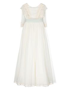 Manuela Macías платье с оборками, нейтральный цвет