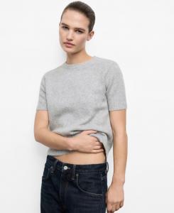 Женский вязаный свитер с короткими рукавами MANGO, Medium Heather Gray