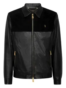 Кожаный бомбер Billionaire, черный