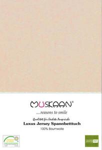 Простыня трикотажная приталенная 140х200 - 160х200 см бежевая - 100% хлопок Müskaan