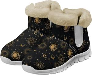 Женские зимние ботинки с противоскользящей подошвой, утепленные мемори-фоамом, с меховой отделкой для улицы Glomenade, Golden Novelty Moon