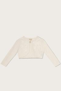 Детский кардиган натурального цвета с объемным лепестковым мотивом Monsoon