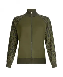 Зеленый свитер с леопардовым принтом и застежкой-молнией на воротнике. Liu Jo, зеленый