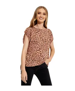 Топ с вырезом-лодочкой и коралловым леопардовым принтом One Teaspoon, мультиколор