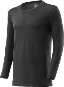 Мужское термобелье MIZUNO Breath, материал, выделяющий тепло, средней толщины, мягкое, подходит для повседневного использования, футболка с длинными рукавами и круглым вырезом, C2JAA621, черный