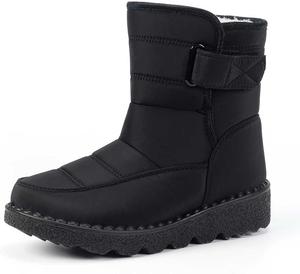 Женские зимние снежные ботинки с утеплителем из флиса, широкие, сандалии на щиколотку с нескользящей подошвой для кемпинга и походов на открытом воздухе Generic, Black