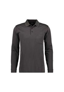 Мужская рубашка-поло с длинными рукавами — мягкая трикотажная рубашка-поло на пуговицах с длинными рукавами, смесь хлопка, планка на пуговицах, легкий уход RAGMAN, темно-серый