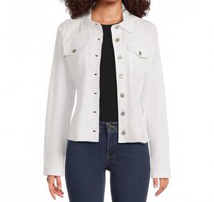 Джинсовая куртка с бахромой по низу, цвет «оптический белый» NYDJ