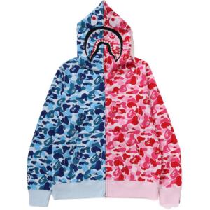 Бейп абс отдельный акула худи на молнии A BATHING APE, розовый