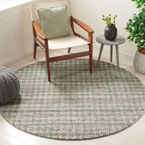 Ковер SAFAVIEH, 183 x 183 см, Abstract Collection, круглый, коричневый и зеленый, современный дизайн, идеален для помещений с высокой проходимостью: гостиная, спальня, столовая (ABT488T-6R)