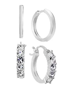 Комплект из двух серег-колец из прозрачного хрусталя And Now This, silver