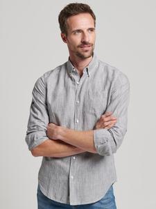 Рубашка из смеси льна и органического хлопка Superdry Studios, черная полоска