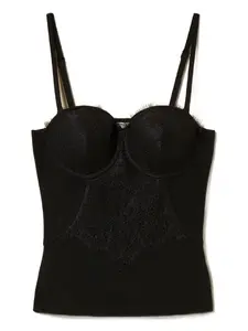 Топ из кружева с вырезом "сердечко" Twinset, черный