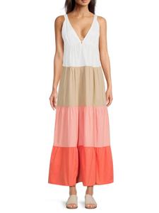 Многоярусное платье в стиле колорблок Area Stars, розовый