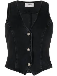 Джинсовый жилет Heller на пуговицах AGOLDE, черный