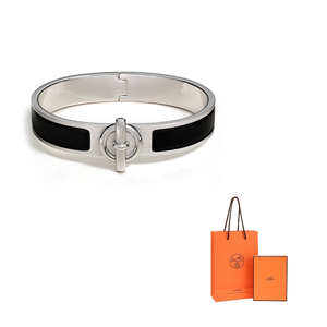 HERMES Эмалированный браслет Palladium Plated для мужчин, серебристый