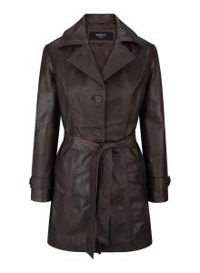 Блейзер средней длины из натуральной кожи TruClothing, коричневый