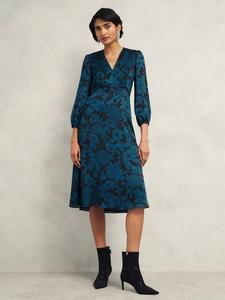 Платье Romina с цветочным принтом Hobbs, Black/Kyanite