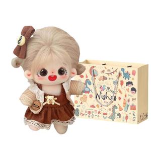 Мягкая игрушка кукла из хлопка высотой 20 см MIXIANG, Chestnut+Coffee Bear (With Hair Accessories)+Color Box Style