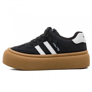 HUANQIU Женские низкие повседневные кроссовки Abrasion Resistant Cushioning черно-белые