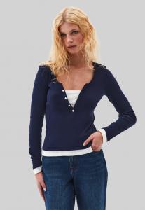 Топ OXXO LANGARM MIT KNOPFLEISTE, Midnight Ice Milk/Mottled Blue