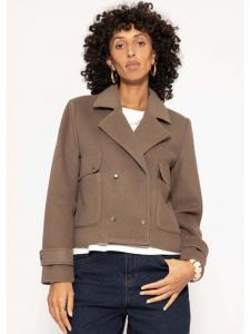 SASSYCLASSY Короткая куртка с отложным воротником, бежевого цвета