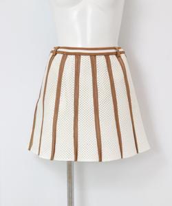 Юбка-клеш с перфорацией Archivio, цвет White X Beige (191)