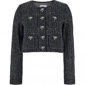 Джинсовая куртка с бантом Self-portrait, черный