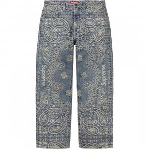 Джинсы-бананы джаккард Supreme, синий