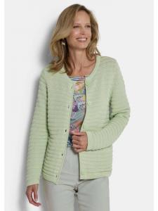 GOLDNER Ажурный кардиган с горизонтальным ребристым узором, цвет шалфейно-зеленый