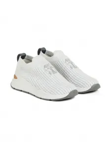 Слипоны с контрастной подошвой Brunello Cucinelli Kids, белый