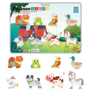 Picassotiles 8 шт. Строительные блоки из магнитной плитки 8 Магнитные фигурки сельскохозяйственных животных, мультиколор